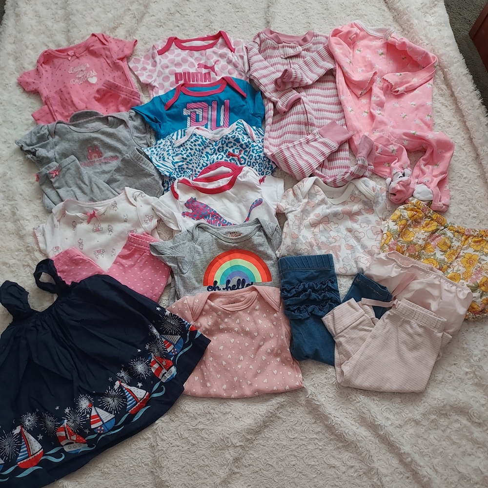 Bundle (20 pieces) 3-6mo Baby Girl Casual Clothing Lot Spring Grandma's House